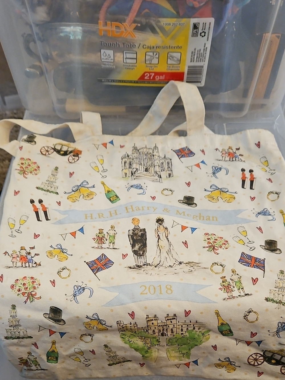 H.R.H. Harry & Meghan 2018 White Commemorative Tote Bag Bee